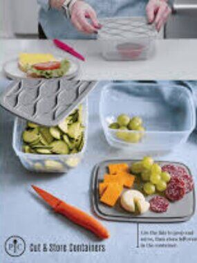 Pampered Chef Cut & Store Containers - Set of 2 Bowls | BRAND NEW STILL SEALED